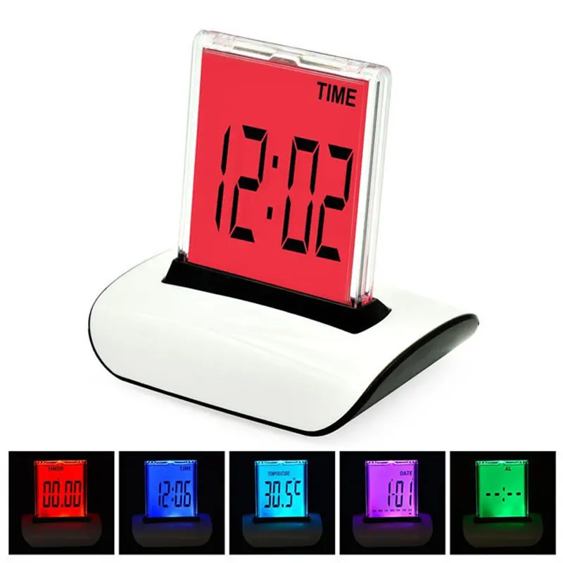 Digital Alarm Clock 7 Colors Changing Clocks Thermometer Calendar Display Time LCD Night Light Table Desktop Despertador
Digital Alarm Clock 7 Colors Changing Clocks Thermometer Calendar Display Time LCD Night Light Table Desktop Despertador
