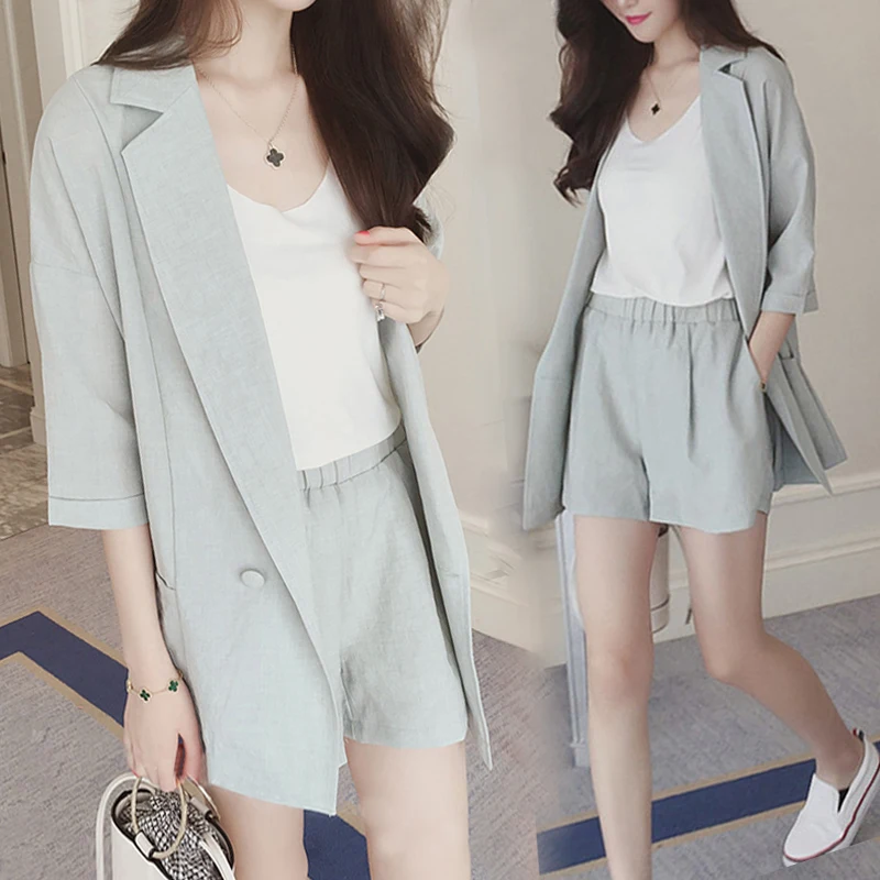 2 piece set women fashion casual cotton and linen small suit suit female temperament wide leg shorts two-piece summer dress new
2 piece set women fashion casual cotton and linen small suit suit female temperament wide leg shorts two-piece summer dress new