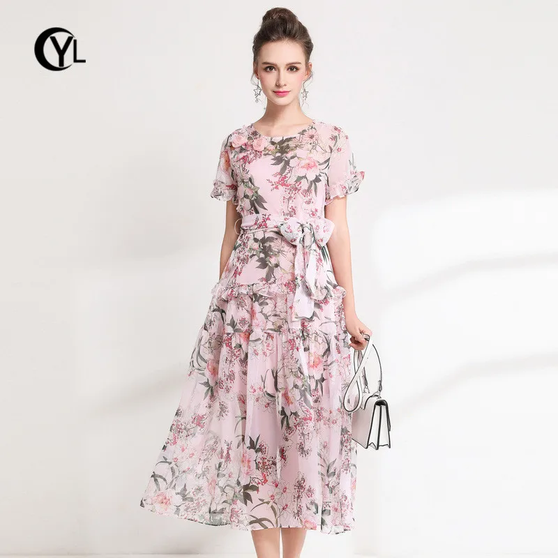 OUYALIN L- 3XL 4XL 5XL Plus size Summer Dress 2018 Women Pink/ Black Floral Print A-line Chiffon Midi Party Dresses W/ Sashes
OUYALIN L- 3XL 4XL 5XL Plus size Summer Dress 2018 Women Pink/ Black Floral Print A-line Chiffon Midi Party Dresses W/ Sashes