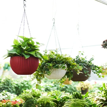Round Plastic Hanging Basket Braided Pattern Flower Pot Balcony Garden Plant Basket Home Decoration Planter
Round Plastic Hanging Basket Braided Pattern Flower Pot Balcony Garden Plant Basket Home Decoration Planter