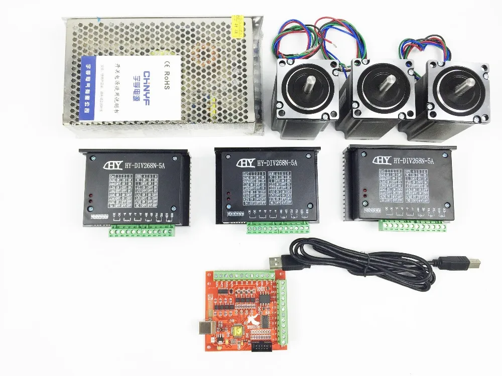 CNC mach3 USB 3 Axis Kit, 3pcs TB6600 driver+ mach3 USB stepper motor controller board+ 3pcs nema23 stepper motor +power supply
CNC mach3 USB 3 Axis Kit, 3pcs TB6600 driver+ mach3 USB stepper motor controller board+ 3pcs nema23 stepper motor +power supply