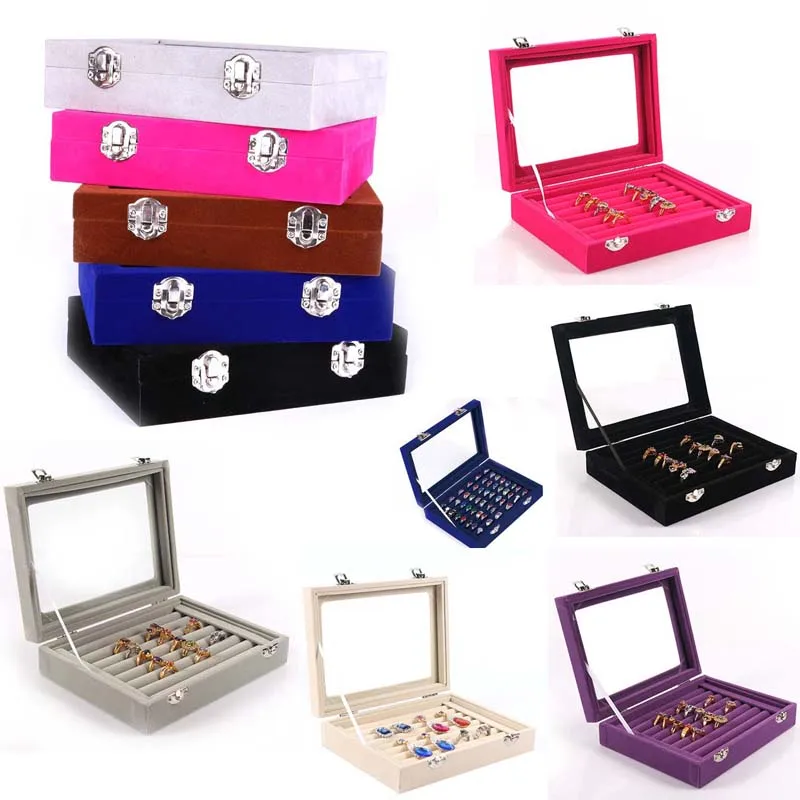 8 Booths Velvet 7 Colors Carrying Case with Glass Cover Jewelry Ring Stud Earring Display Box Tray Holder Storage Box Organizer
8 Booths Velvet 7 Colors Carrying Case with Glass Cover Jewelry Ring Stud Earring Display Box Tray Holder Storage Box Organizer