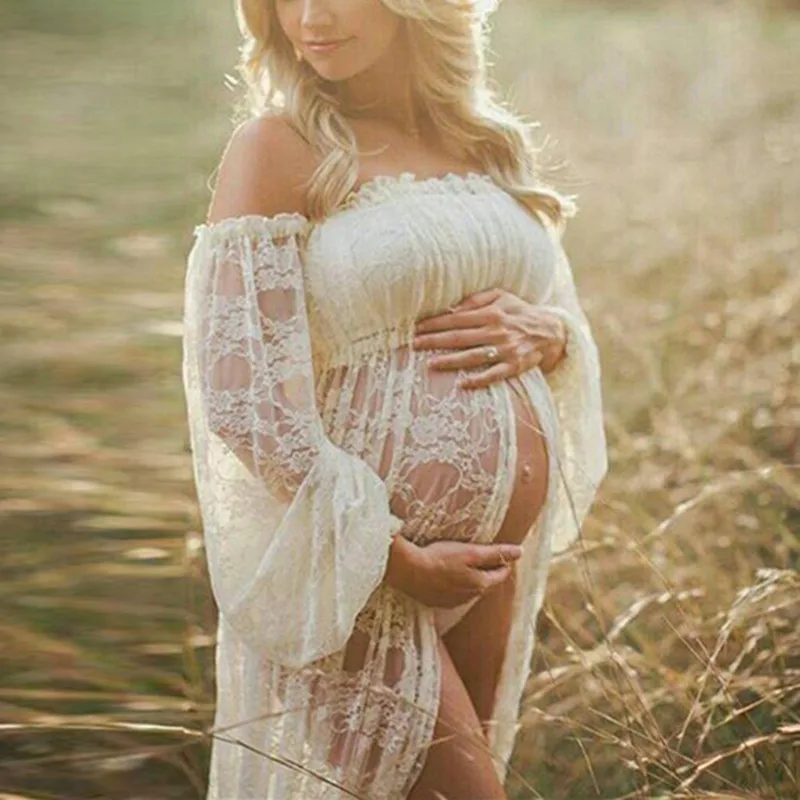 Maternity dress Women Pregnant Photography Props Lace Dresses Off Shoulders Sleeveless Maxi Dress Split Front Women Long Dress
Maternity dress Women Pregnant Photography Props Lace Dresses Off Shoulders Sleeveless Maxi Dress Split Front Women Long Dress