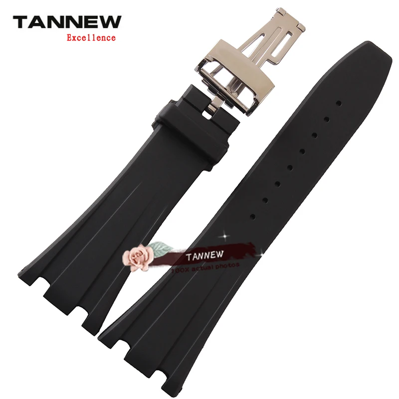 Rubber watchband strap 28mm black silicone rubber watchband for AP watch band with stainless steel band with folding clasp
Rubber watchband strap 28mm black silicone rubber watchband for AP watch band with stainless steel band with folding clasp