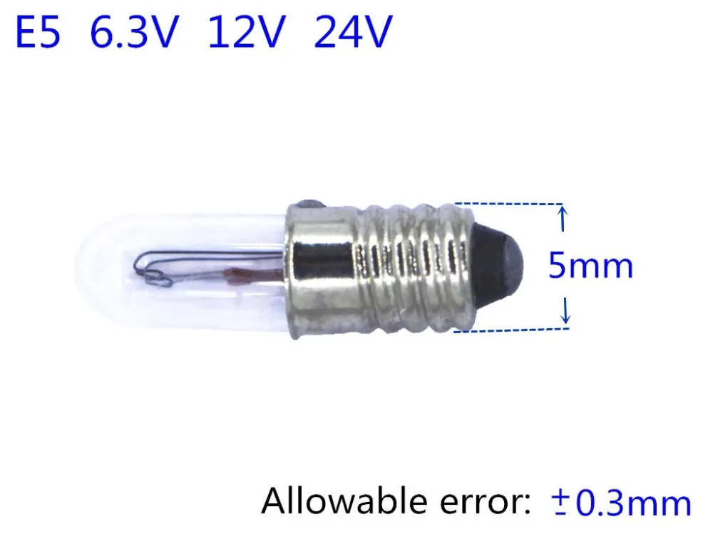 12pcs Mini indicator light bulb E5 6.3V E5 12V E5 24V small bulb signal lamp bead E5 6V Miniature bulb
12pcs Mini indicator light bulb E5 6.3V E5 12V E5 24V small bulb signal lamp bead E5 6V Miniature bulb