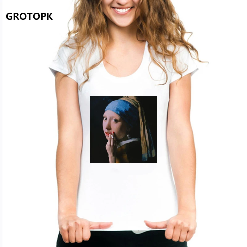 The Girl Who Smokes Harajuku T-shirts Vermeer Women Clothes Short Sleeve TShirt Summer Streetwear Tops Tee Shirt Female T-shirt
The Girl Who Smokes Harajuku T-shirts Vermeer Women Clothes Short Sleeve TShirt Summer Streetwear Tops Tee Shirt Female T-shirt