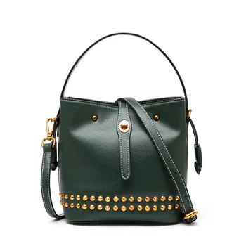 New women's bag Korean beautiful rivets Calfskin bucket bag trend shoulder bag Genuine Leather women messenger bags
New women's bag Korean beautiful rivets Calfskin bucket bag trend shoulder bag Genuine Leather women messenger bags