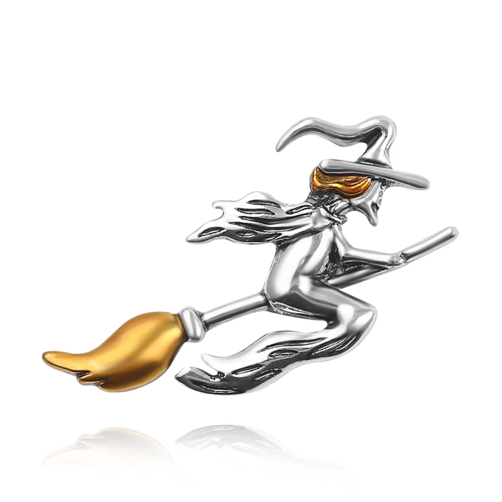 New Metal Brooches Witch Brooch Riding A Broom in Flight Painted Yellow Oil With Hat Brooch Magical Halloween Gift Jewelry
New Metal Brooches Witch Brooch Riding A Broom in Flight Painted Yellow Oil With Hat Brooch Magical Halloween Gift Jewelry
