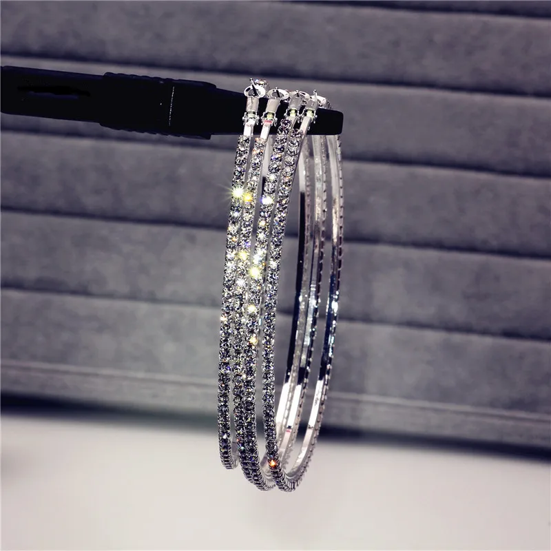 Popular Earrings Rhinestone Round Circle Earrings Simple Jewelry Big Circle Silver Gold Color Hoop Earrings For Women Party
Popular Earrings Rhinestone Round Circle Earrings Simple Jewelry Big Circle Silver Gold Color Hoop Earrings For Women Party