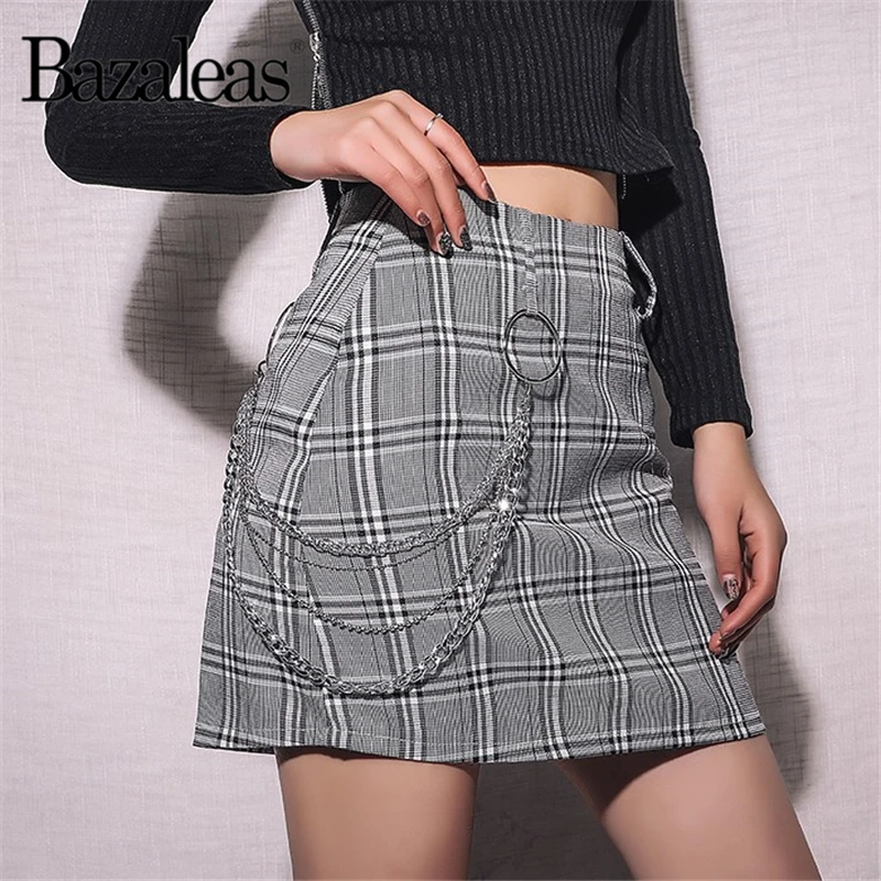 Streetwear Tartan Grey Women A-line Skirt High Waist Chain Mini Skirt harajuku plaid skirts womens
Streetwear Tartan Grey Women A-line Skirt High Waist Chain Mini Skirt harajuku plaid skirts womens