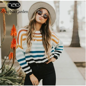 NewAsia Korean Style Loose Sweaters Women 2019 Autumn Winter Tops Gradient Candy Color Rainbow Stripes Sweater Casual Pullover
NewAsia Korean Style Loose Sweaters Women 2019 Autumn Winter Tops Gradient Candy Color Rainbow Stripes Sweater Casual Pullover