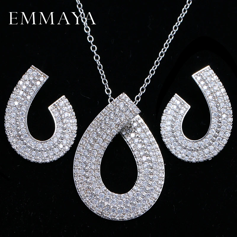 EMMAYA Unique C Design Round CZ Crystal Jewelry Sets Silver-color Necklaces Pendant Stud Earrings Gifts for Women
EMMAYA Unique C Design Round CZ Crystal Jewelry Sets Silver-color Necklaces Pendant Stud Earrings Gifts for Women