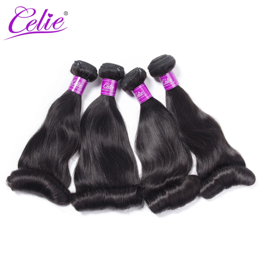 

Celie Funmi Hair 4 Bundles Peruvian Hair Bundles Natural Color Loose Wave Egg Curl Remy Human Hair Weave Bundles Can Be Dyed