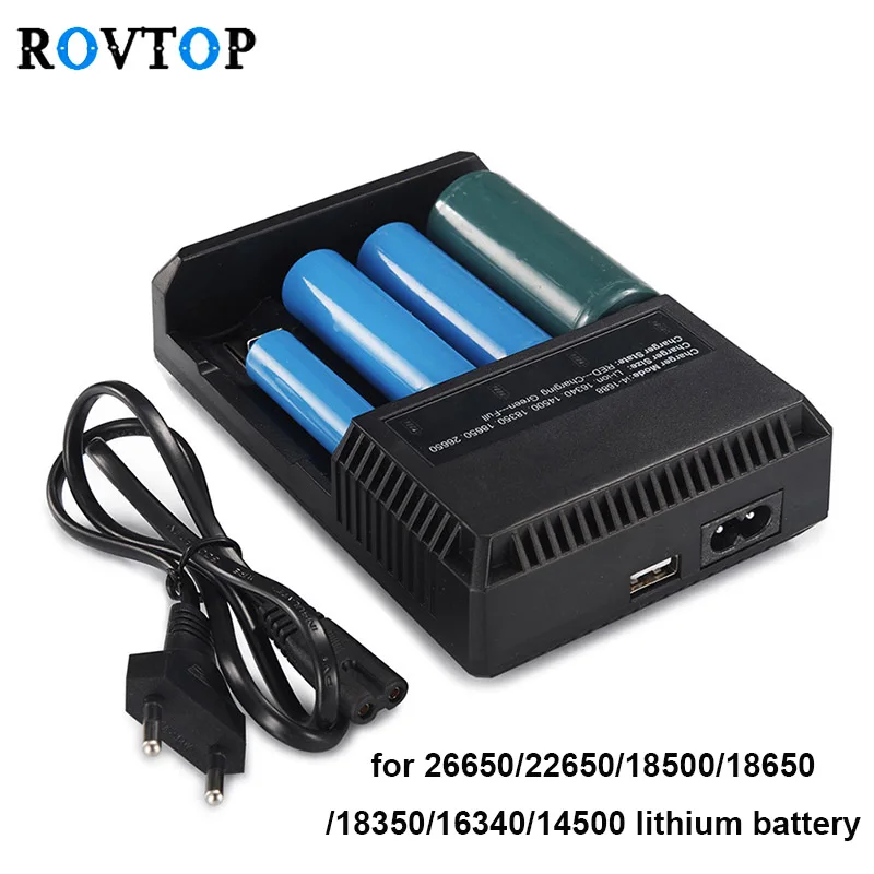 Rovtop Universal 4 Port Battery Charger Li-ion 18650 18350 14500 16340 26650 AAA AA 12V LCD Intelligent Lithium Charger Z3
Rovtop Universal 4 Port Battery Charger Li-ion 18650 18350 14500 16340 26650 AAA AA 12V LCD Intelligent Lithium Charger Z3