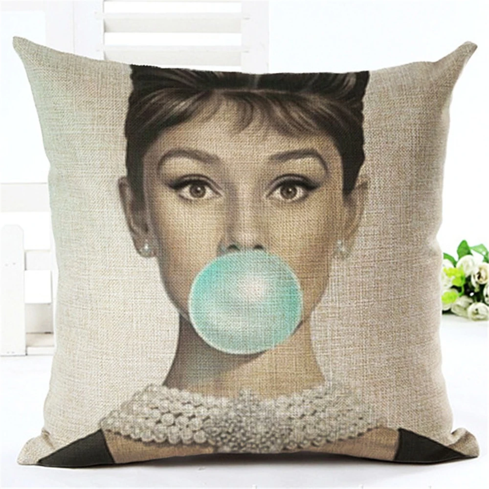 Audrey Hepburn Marilyn Gum Soft Cotton Linen Cushion Covers 45x45cm Vintage Pillowcase For Sofa Home Decor Pillow Case -05
Audrey Hepburn Marilyn Gum Soft Cotton Linen Cushion Covers 45x45cm Vintage Pillowcase For Sofa Home Decor Pillow Case -05