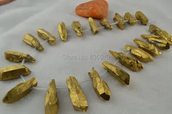 1 strand Gold Color Titanium Plated Natural Crystal Point Rough Stone Stick loose Beads fit DIY Fashion Jewelry Making
1 strand Gold Color Titanium Plated Natural Crystal Point Rough Stone Stick loose Beads fit DIY Fashion Jewelry Making