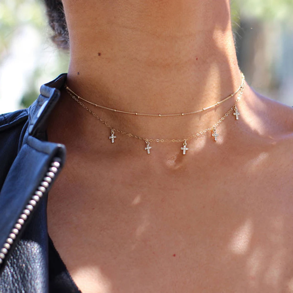Bohemian Fashion Necklace Gold Cross Crystal Pendant Multilayer Clavicle Chain Women Charm Party Wedding Jewelry Accessories
Bohemian Fashion Necklace Gold Cross Crystal Pendant Multilayer Clavicle Chain Women Charm Party Wedding Jewelry Accessories