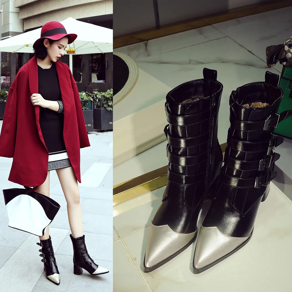 Women Chelsea Boots Leather 2019 Winter Business Boot Pointed Toe Stylish Buckle Warm Fur Short Botas Mujer Mid-Calf Party Shoes
Women Chelsea Boots Leather 2019 Winter Business Boot Pointed Toe Stylish Buckle Warm Fur Short Botas Mujer Mid-Calf Party Shoes