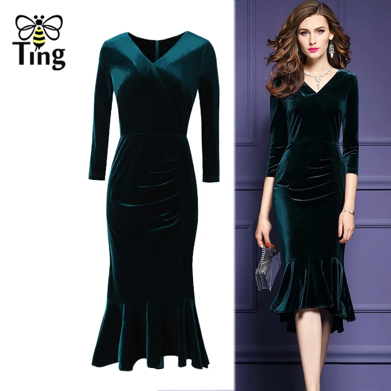 Tingfly Classic Vintage Ruffles Hem Midi Long Velvet Dress Women Spring Autumn Slim Mermaid Velvet Dress Office Work Plus Size
Tingfly Classic Vintage Ruffles Hem Midi Long Velvet Dress Women Spring Autumn Slim Mermaid Velvet Dress Office Work Plus Size