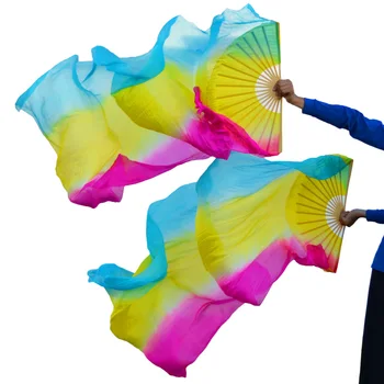 2019 High selling 100% Real Silk Veils 1 Pair handmade women Quality Silk Belly Dance Fan Dance turquoise+ yellow +rose stripe
2019 High selling 100% Real Silk Veils 1 Pair handmade women Quality Silk Belly Dance Fan Dance turquoise+ yellow +rose stripe