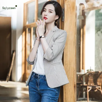 Women Fashion Korean Stripe Printed Business Blazer Formal Office Lady Slim Black White Jacket OL Elegant Coat Plus Size 3XL 4XL
Women Fashion Korean Stripe Printed Business Blazer Formal Office Lady Slim Black White Jacket OL Elegant Coat Plus Size 3XL 4XL