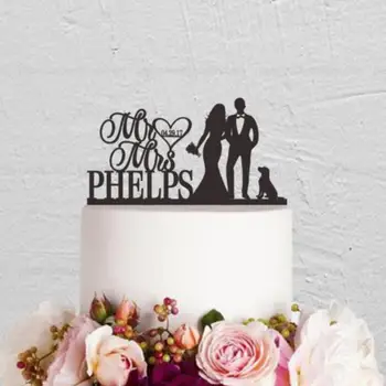 Personalized Date Last Name Acrylic Mr & Mrs Cake Topper Wedding Cake Toppers Bride and Groom With A Dog Gold/Silver/Black
Personalized Date Last Name Acrylic Mr & Mrs Cake Topper Wedding Cake Toppers Bride and Groom With A Dog Gold/Silver/Black