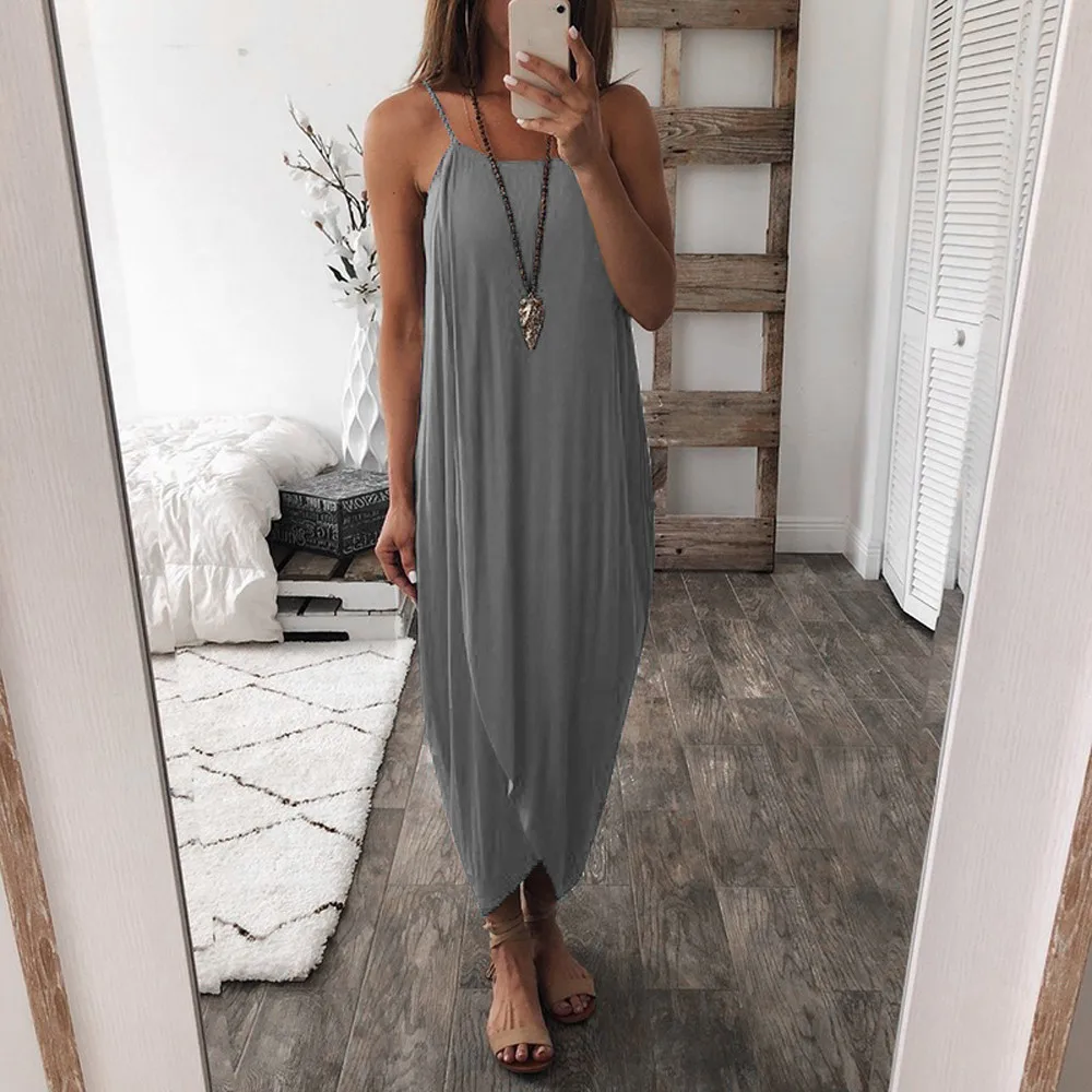 FeiTong Strap o neck backless long summer dress Women sexy split maxi khaki dress Strap loose loose party dress 2019
FeiTong Strap o neck backless long summer dress Women sexy split maxi khaki dress Strap loose loose party dress 2019
