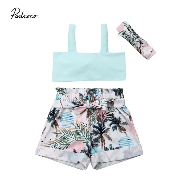2019 бренд 3 шт Одежда для детей малышей девочек Пляжный наряд летний комплект