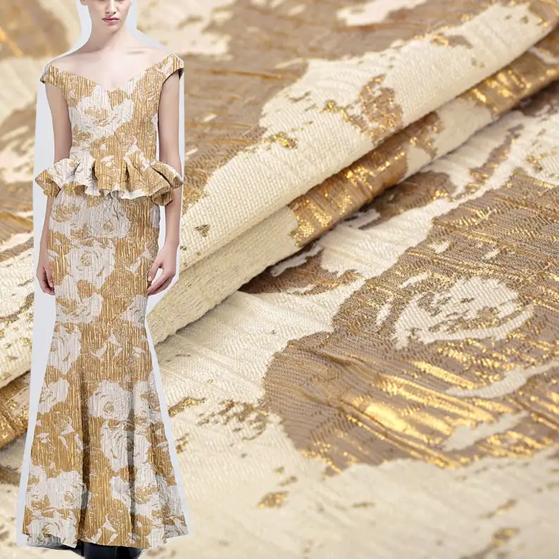 Luster Gold Brocade Fabric Cloth Crumpled Texture Flora Jacquard Fabric Designer Dress Garment Apparel Fabrics 51 inches Width
Luster Gold Brocade Fabric Cloth Crumpled Texture Flora Jacquard Fabric Designer Dress Garment Apparel Fabrics 51 inches Width