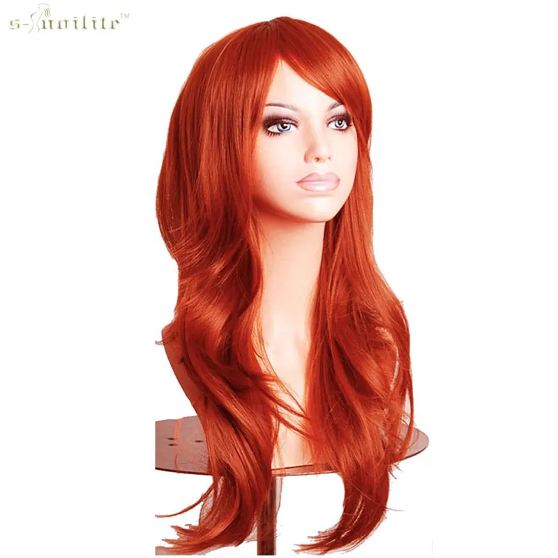 Image SNOILITE 23inch Hallowee Anime Wig Synthetic Hair Long Wave Cosplay Wig Purple Black Pink Wine Red White Orange Synthetic Hair