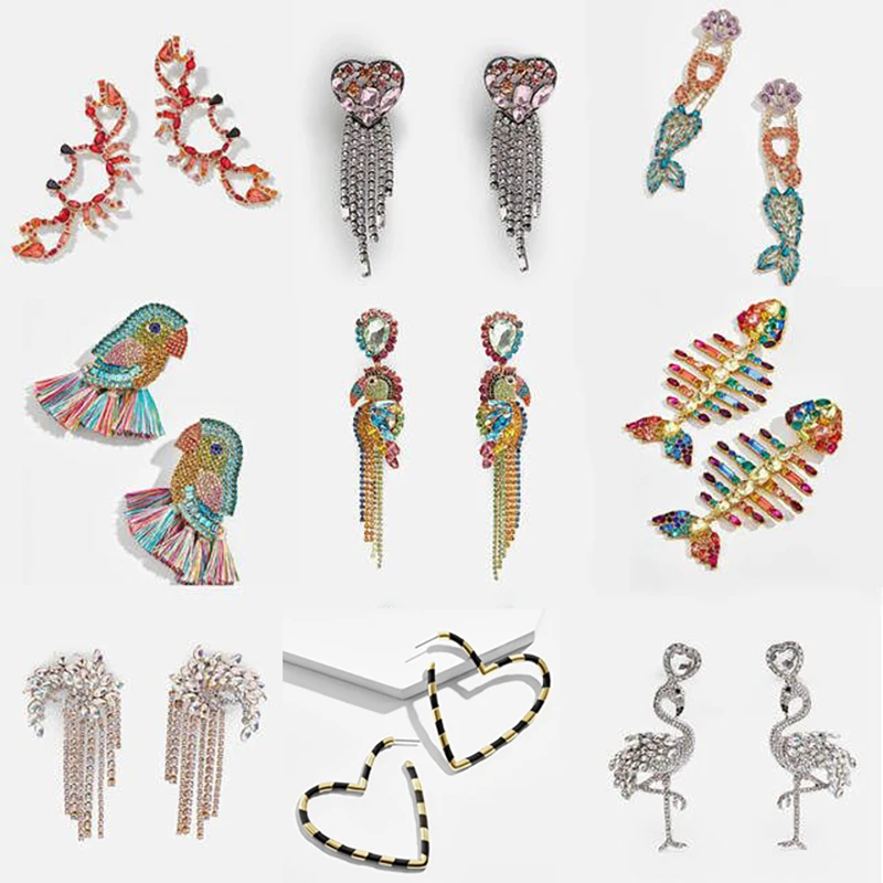 Colorful Crystal Rhinestone Long Drop Earrings Woman ZA Earrings Jewelry Boho Indian Ethnic Big Tassel Dangle Bird Earring Women
Colorful Crystal Rhinestone Long Drop Earrings Woman ZA Earrings Jewelry Boho Indian Ethnic Big Tassel Dangle Bird Earring Women