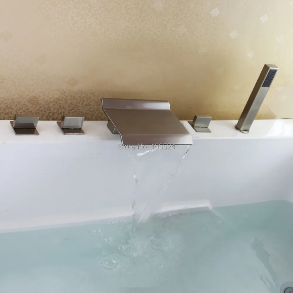 FREE SHIPPING 5Pcs widespread Brushed stain nickel tub waterfall faucet bathtub faucet with handshower
FREE SHIPPING 5Pcs widespread Brushed stain nickel tub waterfall faucet bathtub faucet with handshower