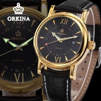 Orkina Luxury Gold Watch Men Business Quartz Auto Date Black Leather Men's Dress Fashion Wrist Watches Relogio Masculino Dourado
Orkina Luxury Gold Watch Men Business Quartz Auto Date Black Leather Men's Dress Fashion Wrist Watches Relogio Masculino Dourado