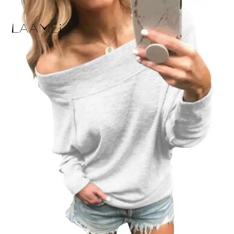 Laamei Fashion Off Shoulder Tops For Women Long Sleeve Solid Shirts Women Neck Tshirt Lady 2018 New Winter Loose Casual
Laamei Fashion Off Shoulder Tops For Women Long Sleeve Solid Shirts Women Neck Tshirt Lady 2018 New Winter Loose Casual