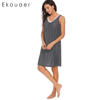 Ekouaer Brand Casual Sleepwear Women Sleeveless Dot Tank Nightgown Summer O-Neck Sleeping Dress Loose Nightwear Top
Ekouaer Brand Casual Sleepwear Women Sleeveless Dot Tank Nightgown Summer O-Neck Sleeping Dress Loose Nightwear Top