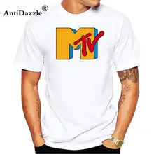 Antideslumbrante Mtv Logo Homens Camisetas O Pescoço Super Tamanho 100% Camiseta de Algodão de Manga Curta Homem Camiseta Verão Roupas Para Adolescente(China)