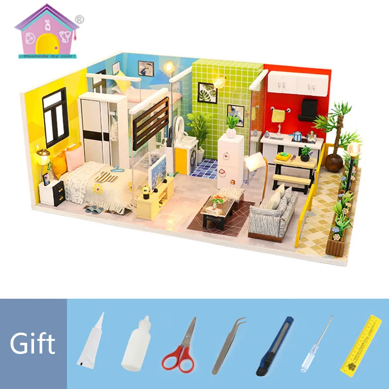 Wooden Assembly Model House DIY Doll Houses Toy Simple Life Building Sand Table Loft Minature Doll House Furniture Kit M043
Wooden Assembly Model House DIY Doll Houses Toy Simple Life Building Sand Table Loft Minature Doll House Furniture Kit M043