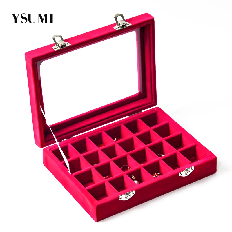 YSUMI 24 Grids Velvet Rose Red Jewelry Box Ring Earring Jewelry Display Stand Box Tray Holder Storage Box Organizer
YSUMI 24 Grids Velvet Rose Red Jewelry Box Ring Earring Jewelry Display Stand Box Tray Holder Storage Box Organizer