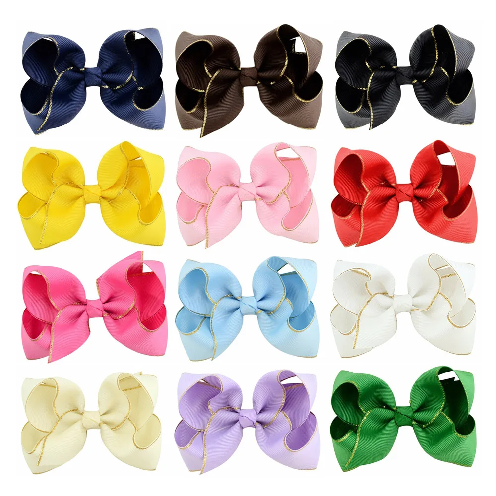 4 Inch Gold line Grosgrain Ribbon hair Bows with clip for kids Accessories Girl Boutique Beauty Colorful Hairpins 12Pcs/Lot
4 Inch Gold line Grosgrain Ribbon hair Bows with clip for kids Accessories Girl Boutique Beauty Colorful Hairpins 12Pcs/Lot