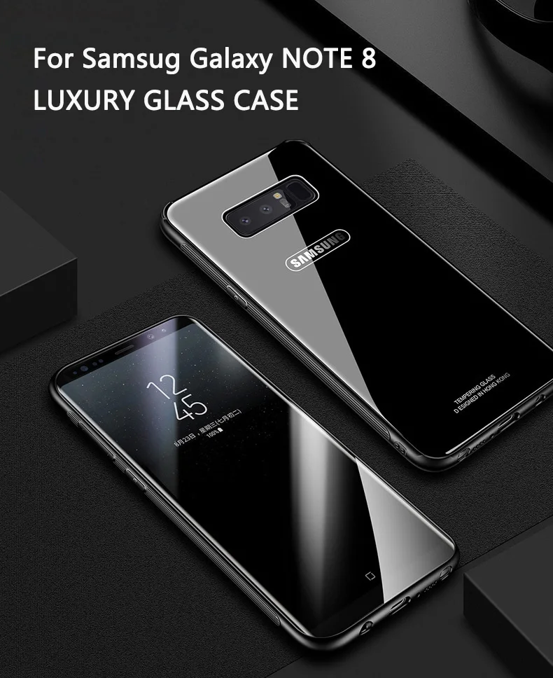 Case for Samsung NOTE 8 S8 Plus Kiitoo Luxury Glass Back Cover Hard Phone Case for Coque Samsung Galaxy S8 Plus Accessories -1