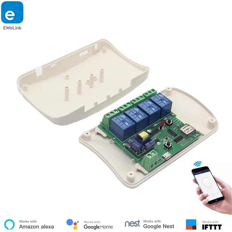 EweLink Wifi Remote Control 4CH DIY Switch Wireless Home Intelligent Timer Switch 220V Control by IOS Android Inching Interlock
EweLink Wifi Remote Control 4CH DIY Switch Wireless Home Intelligent Timer Switch 220V Control by IOS Android Inching Interlock