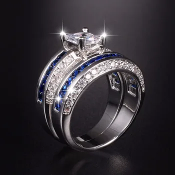 Luxury Princess-cut Blue topaz Rings Sets 2-in-1 Engagement Wedding Ring finger For Women 10KT White gold Plated Jewelry
Luxury Princess-cut Blue topaz Rings Sets 2-in-1 Engagement Wedding Ring finger For Women 10KT White gold Plated Jewelry