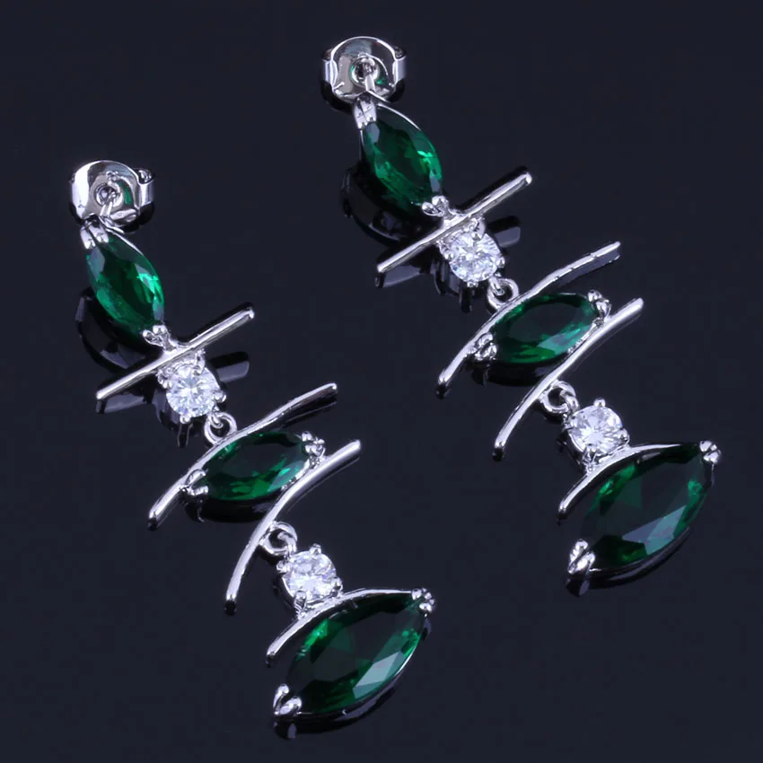 Delightful Long Marquise Green Cubic Zirconia White CZ Silver Plated Drop Dangle Earrings V0794
Delightful Long Marquise Green Cubic Zirconia White CZ Silver Plated Drop Dangle Earrings V0794