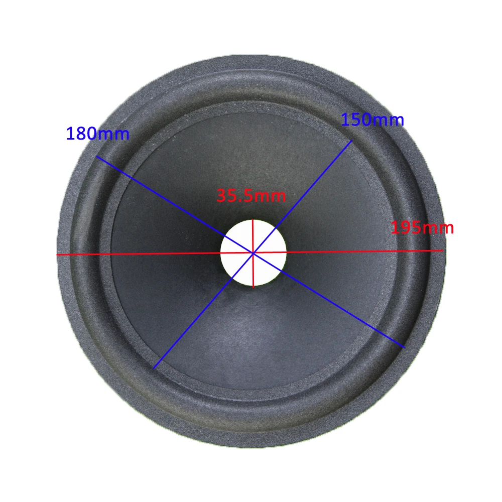8 inch Loudspeaker Paper Cone (195mm*180mm*150mm*35.5mm) 45mm Height With Foam Edge Black Speaker Woofer Paper Cone
8 inch Loudspeaker Paper Cone (195mm*180mm*150mm*35.5mm) 45mm Height With Foam Edge Black Speaker Woofer Paper Cone