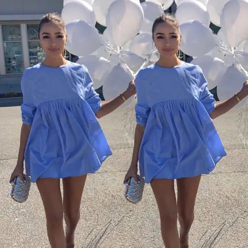 Fashion Summer Women Holiday Mini Ladies Beach Shorts Mini Dress Solid Long Sleeve O-Neck Dresses
Fashion Summer Women Holiday Mini Ladies Beach Shorts Mini Dress Solid Long Sleeve O-Neck Dresses