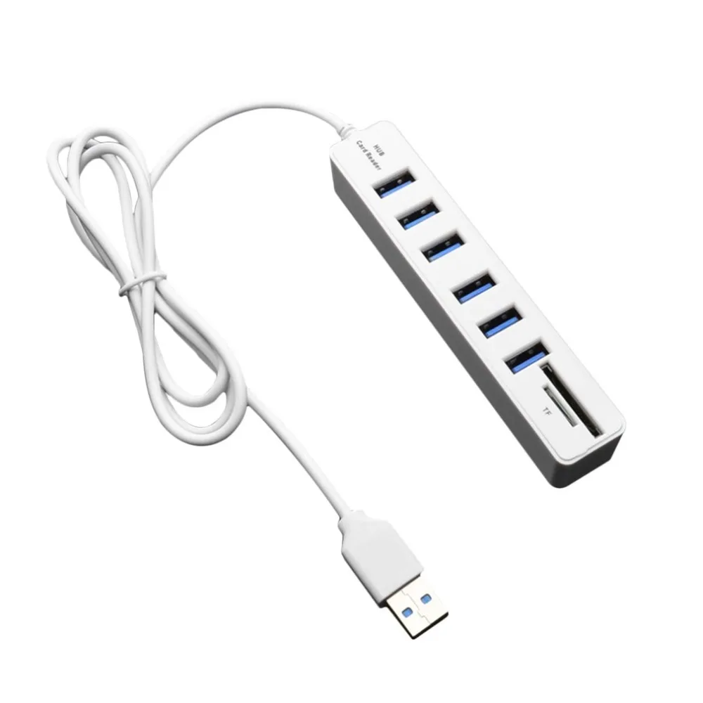 

6 Ports USB 2.0 Hub High Speed 480 Mbps TF/SD Card Reader USB Splitter For PC Laptop Computer Peripherals Accessories USB Hub