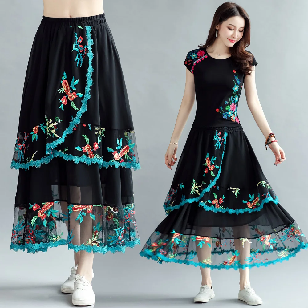 faldas mujer moda 2019 women long skirt female autumn spring Mexico style ethnic boho long black embroidery midi skirt
faldas mujer moda 2019 women long skirt female autumn spring Mexico style ethnic boho long black embroidery midi skirt