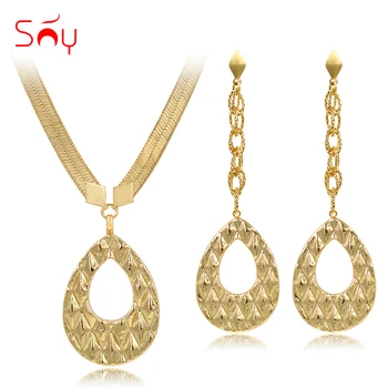 Sunny Jewelry Water Drop Copper Dubai Jewelry Set For Women Long Vintage Earrings Pendant Necklace For Party Exquisite Jewelry
Sunny Jewelry Water Drop Copper Dubai Jewelry Set For Women Long Vintage Earrings Pendant Necklace For Party Exquisite Jewelry