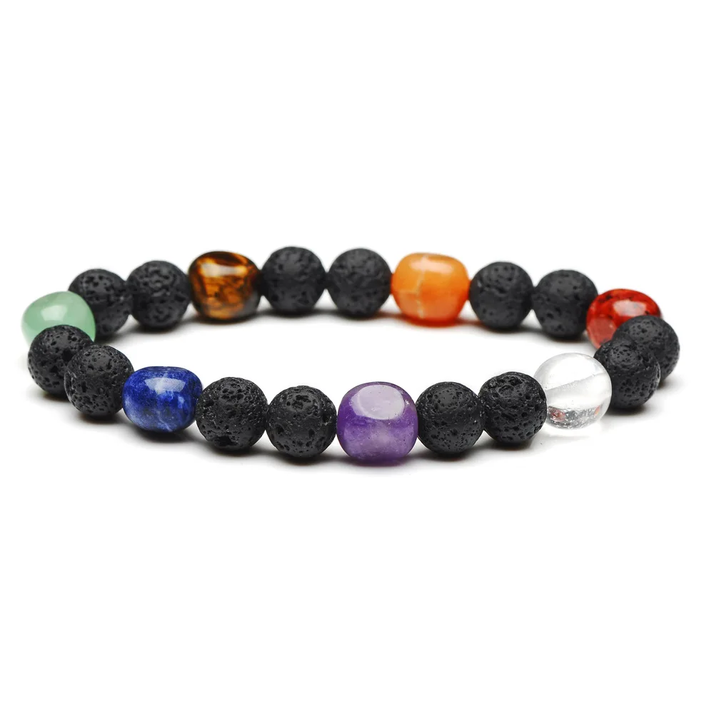 Natural Black Lava stone beads bracelet 7 Chakra Irregular shape beaded Elastic bracelets women men Healing Balance Jewelry
Natural Black Lava stone beads bracelet 7 Chakra Irregular shape beaded Elastic bracelets women men Healing Balance Jewelry