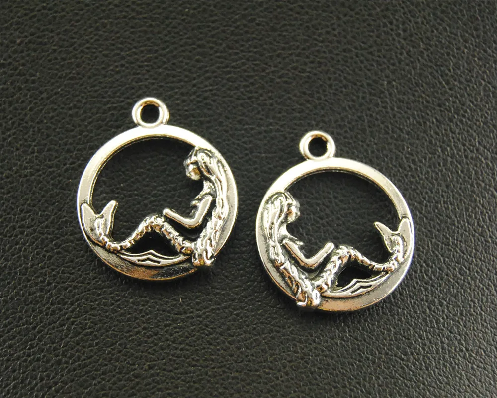 30pcs Antique Sliver mermaid Round Charm Pendant DIY Necklace Bracelet Bangle Findings 17mm A1647
30pcs Antique Sliver mermaid Round Charm Pendant DIY Necklace Bracelet Bangle Findings 17mm A1647
